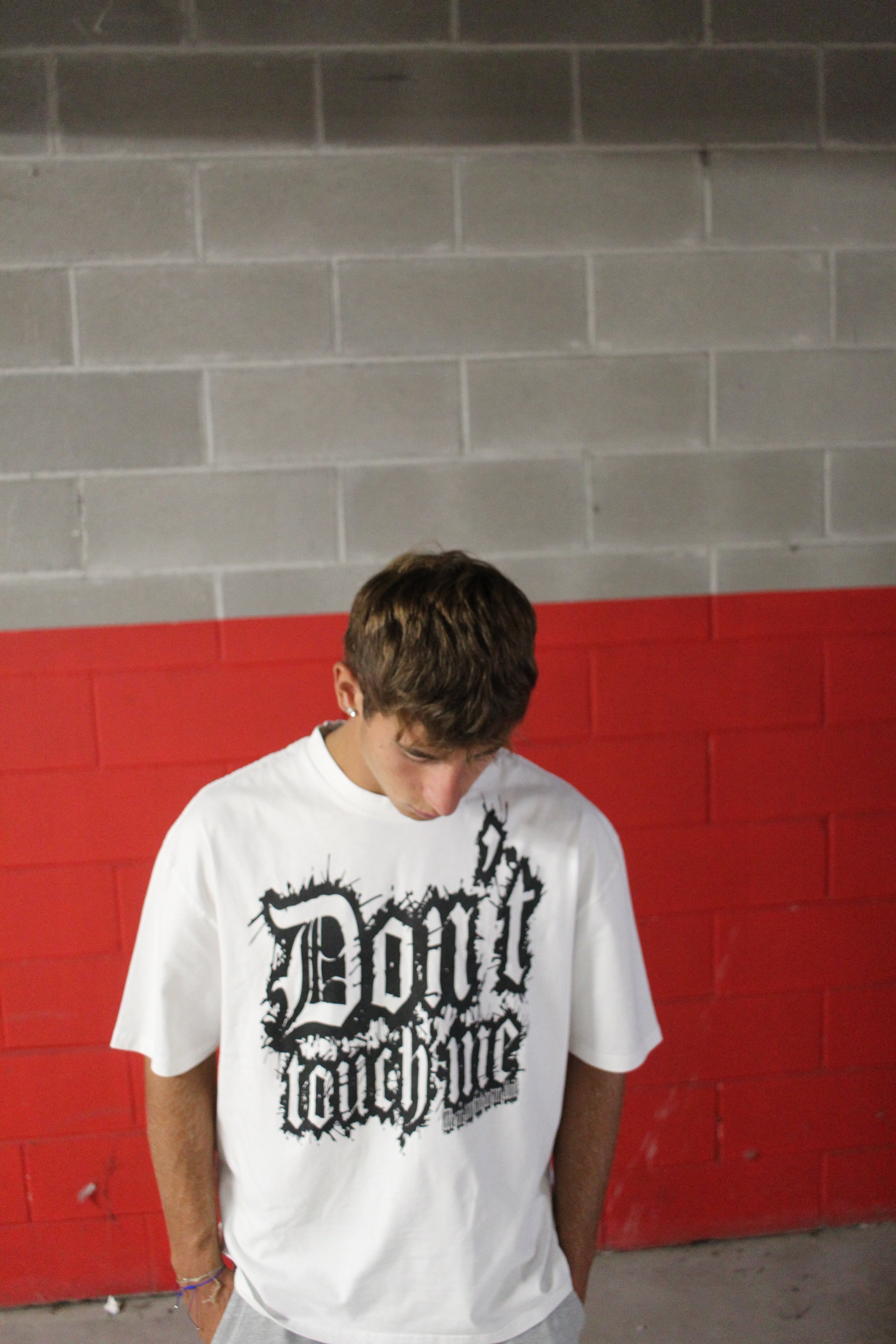 T-shirt Oversize a Manica Corta da Uomo in Cotone - Don't Touch Me